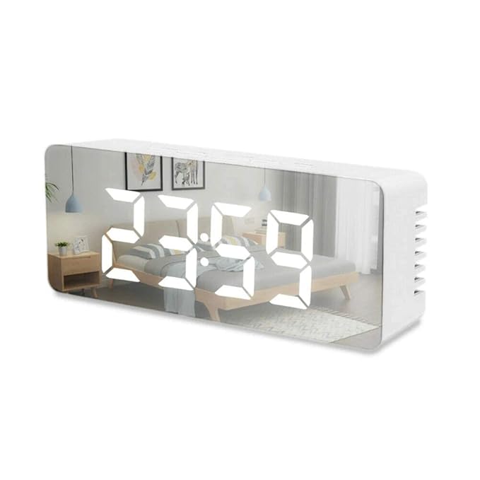 Digital Alarm Clock with LED Display – Mirror Style