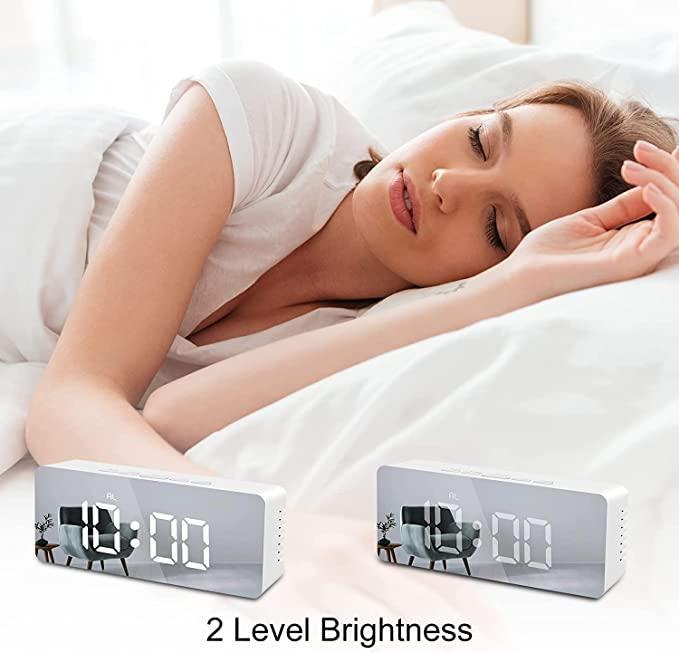 Digital Alarm Clock with LED Display – Mirror Style