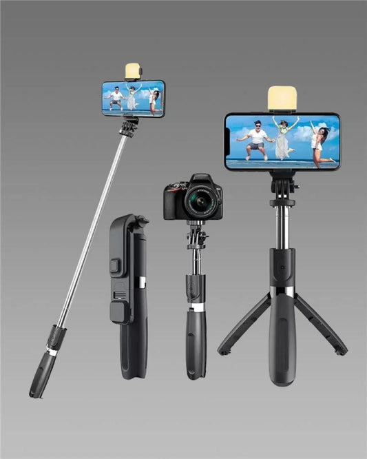 3-in-1 Selfie Stick Tripod with Fill Light & Bluetooth Remote
