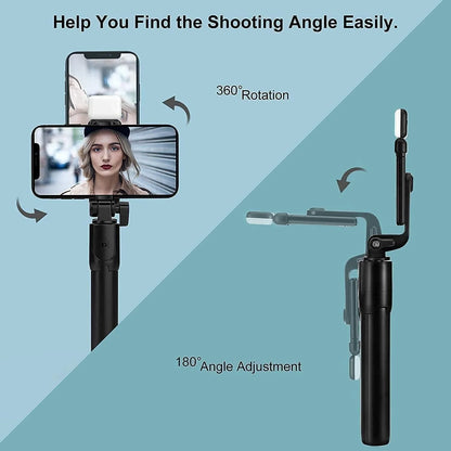 3-in-1 Selfie Stick Tripod with Fill Light & Bluetooth Remote