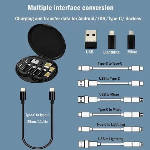 5 in 1 Fast 60 watt Charging Data Cable Travel Kit