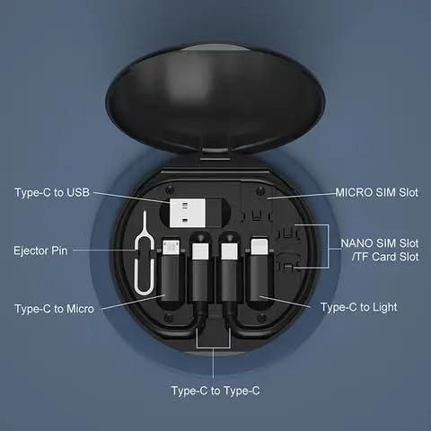 5 in 1 Fast 60 watt Charging Data Cable Travel Kit