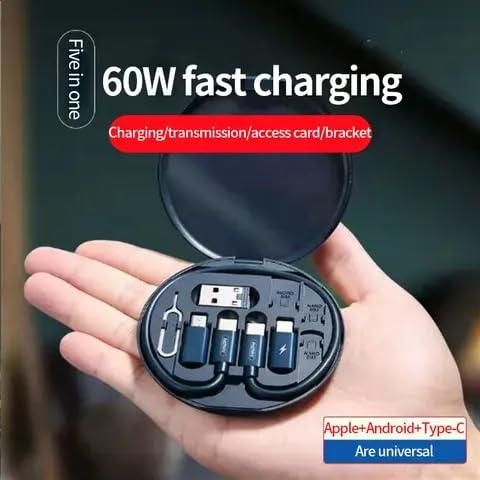 5 in 1 Fast 60 watt Charging Data Cable Travel Kit