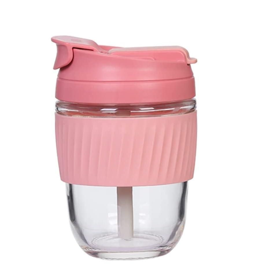 Glass Tumbler with Airtight Lid & Straw - 300ml