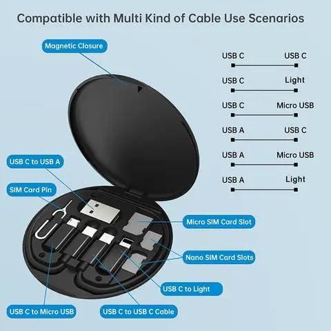 5 in 1 Fast 60 watt Charging Data Cable Travel Kit