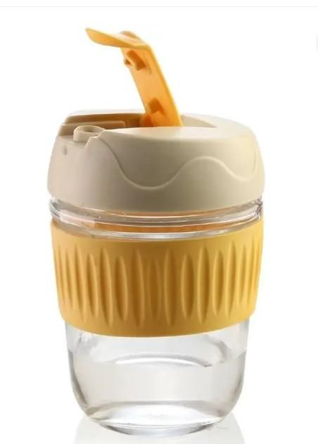 Glass Tumbler with Airtight Lid & Straw - 300ml